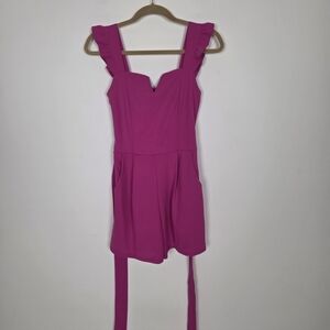 Vibrant Pink Romper with Ruffle Straps